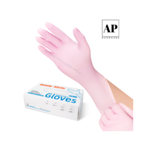 disposable pink nitrile gloves powder free 1